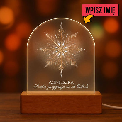 Personalizowana Lampka Akrylowa LED 🎄 Zimowa Dekoracja z Imieniem - Idealny Prezent Świąteczny dla Bliskich