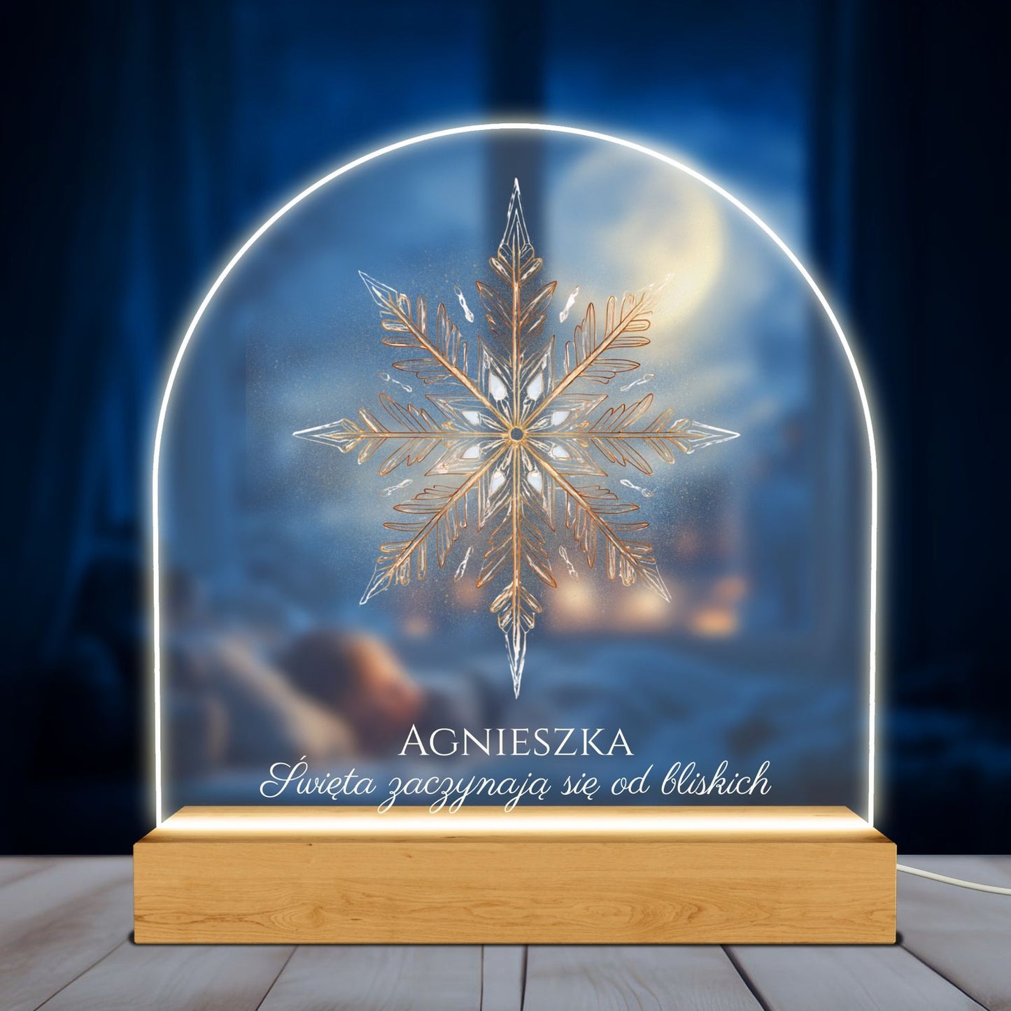 Personalizowana Lampka Akrylowa LED 🎄 Zimowa Dekoracja z Imieniem - Idealny Prezent Świąteczny dla Bliskich