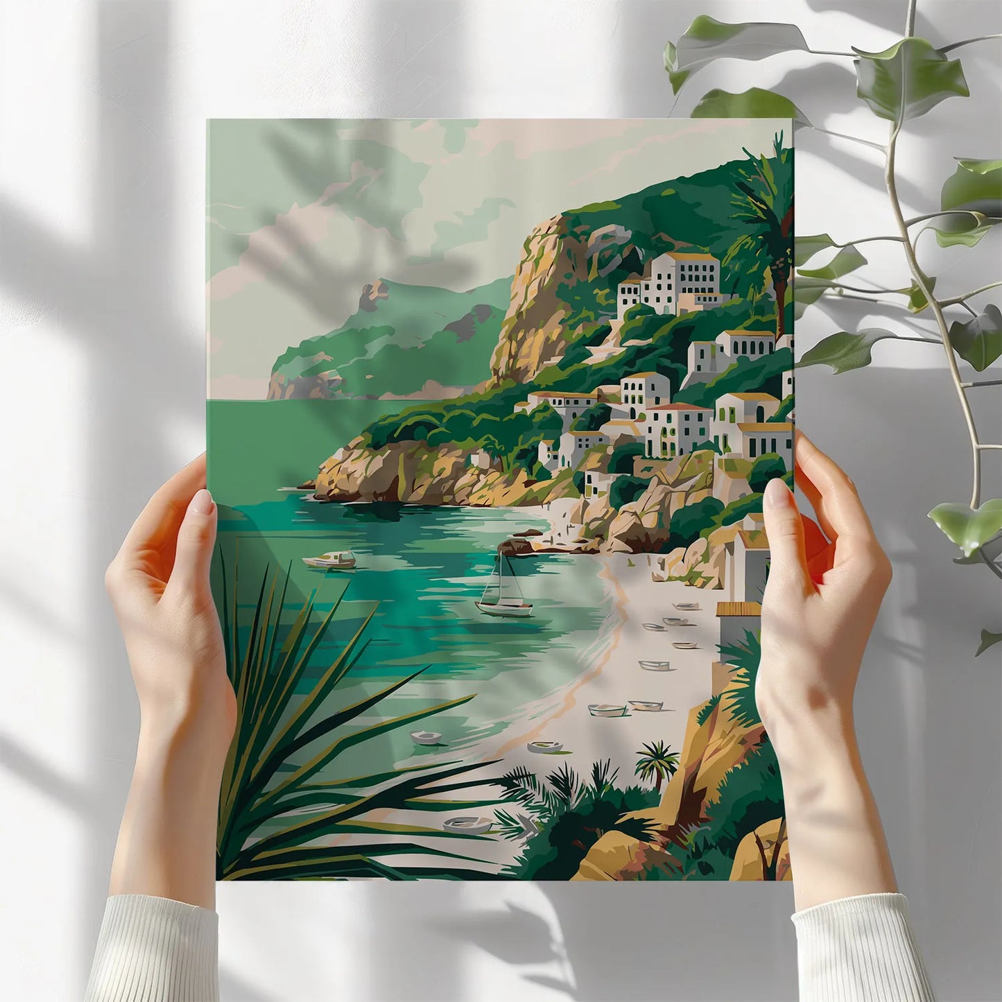 Obraz Po Numerach "Malownicza Ibiza" – Malowanie po Numerach, Śródziemnomorski Krajobraz i Relaks