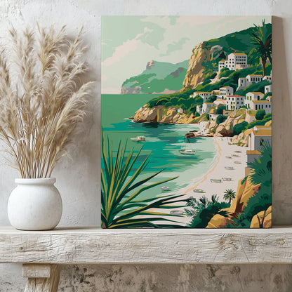 Obraz Po Numerach "Malownicza Ibiza" – Malowanie po Numerach, Śródziemnomorski Krajobraz i Relaks