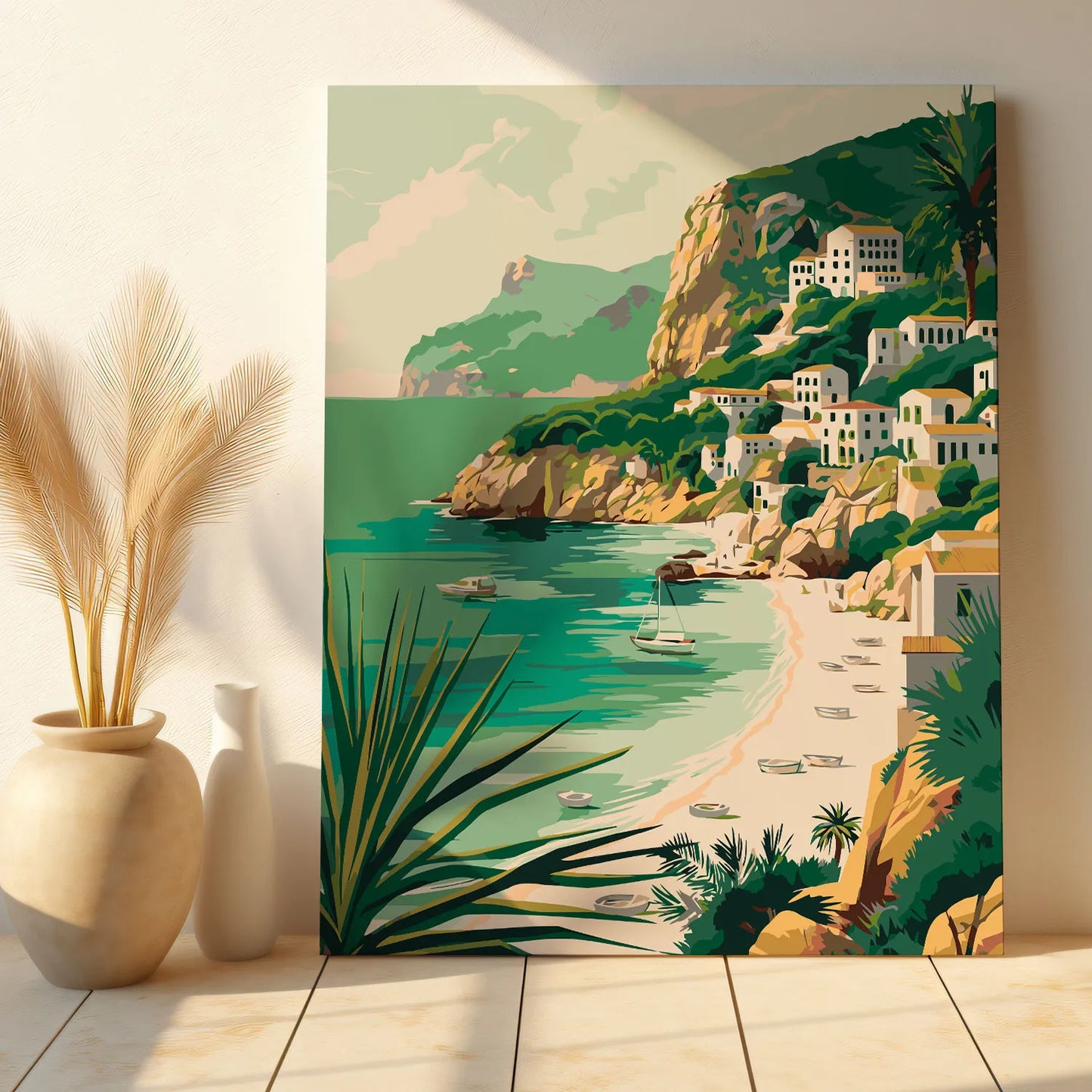 Obraz Po Numerach "Malownicza Ibiza" – Malowanie po Numerach, Śródziemnomorski Krajobraz i Relaks