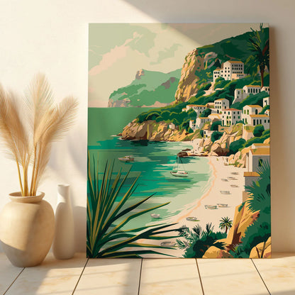 Obraz Po Numerach "Malownicza Ibiza" – Malowanie po Numerach, Śródziemnomorski Krajobraz i Relaks