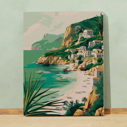 Obraz Po Numerach "Malownicza Ibiza" – Malowanie po Numerach, Śródziemnomorski Krajobraz i Relaks