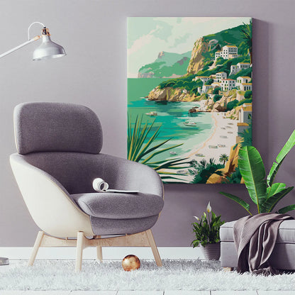 Obraz Po Numerach "Malownicza Ibiza" – Malowanie po Numerach, Śródziemnomorski Krajobraz i Relaks