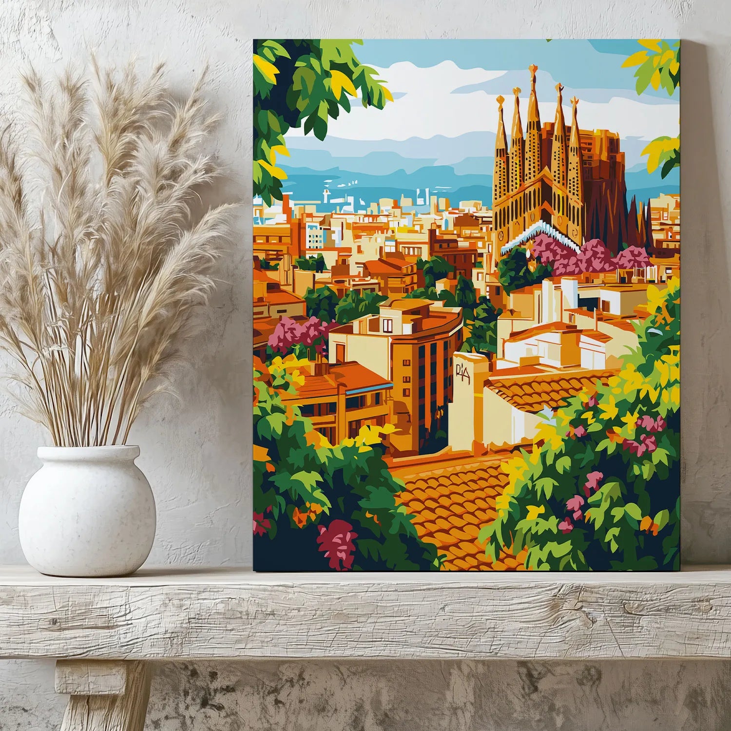 Obraz Po Numerach "Magiczna Barcelona" – Malowanie po Numerach, Hiszpańska Architektura i Klimat Śródziemnomorski