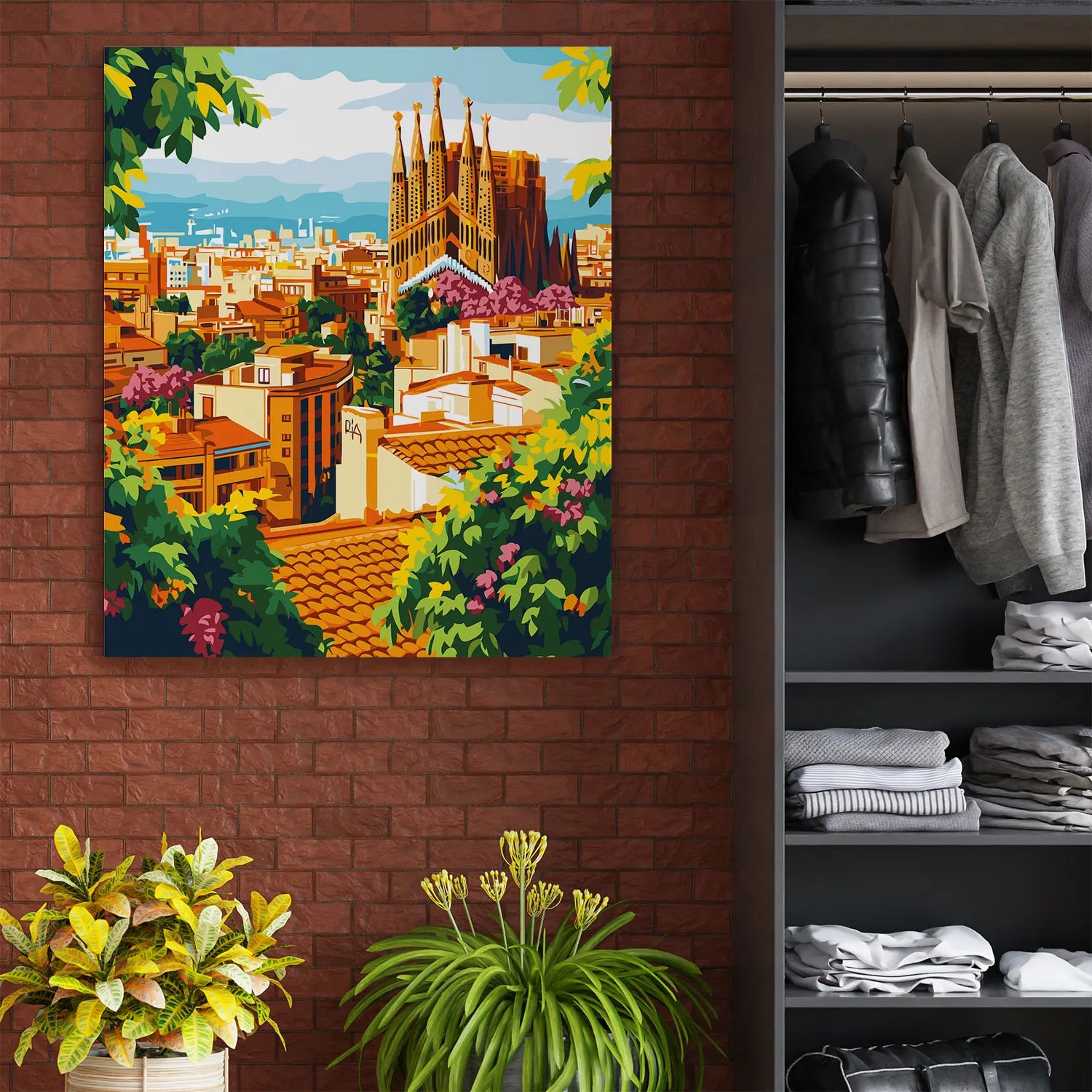 Obraz Po Numerach "Magiczna Barcelona" – Malowanie po Numerach, Hiszpańska Architektura i Klimat Śródziemnomorski