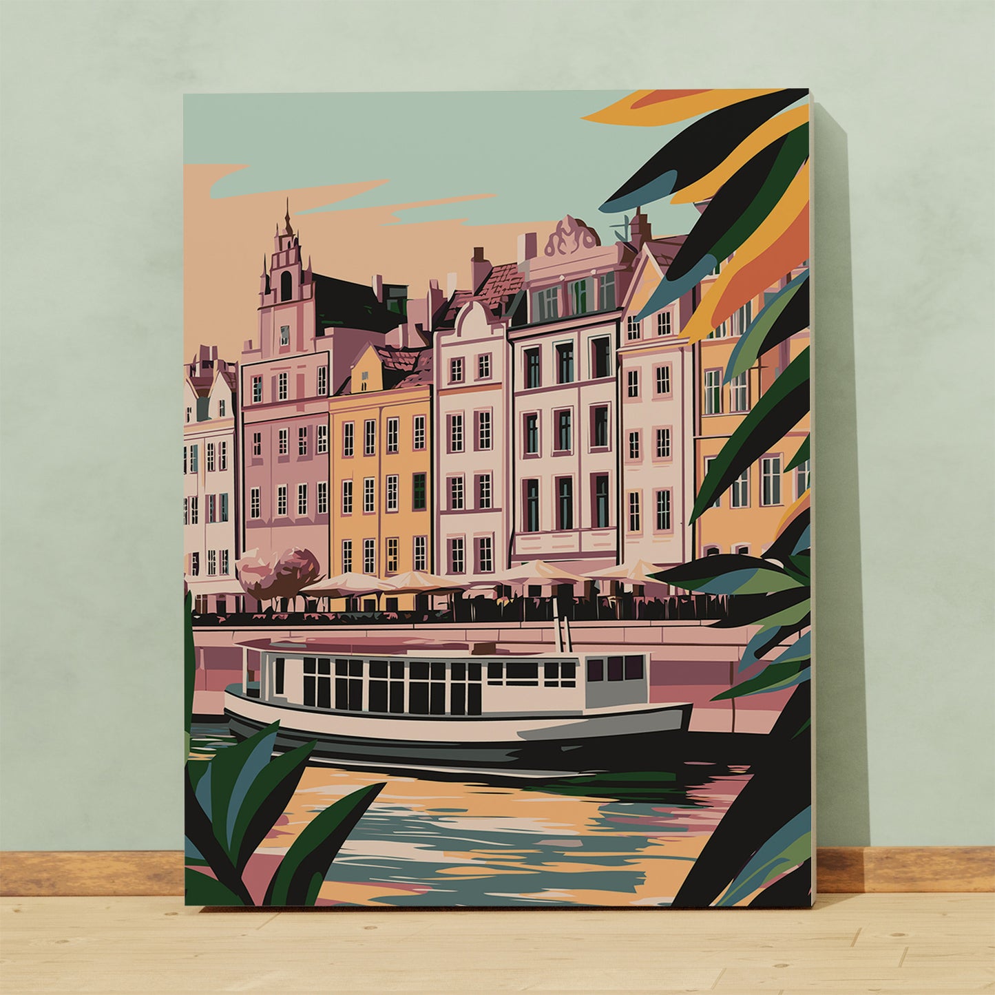 Warszawska Starówka nad Wisłą z Promem