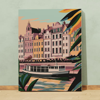 Warszawska Starówka nad Wisłą z Promem