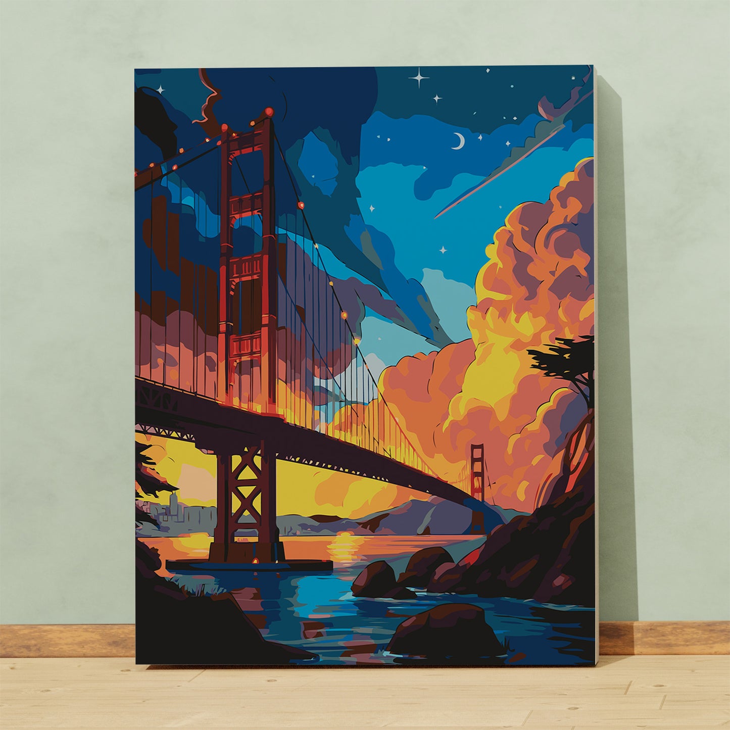 Golden Gate Bridge o Zachodzie Słońca