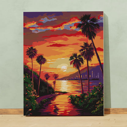 Tropikalny Zachód Słońca Palmy