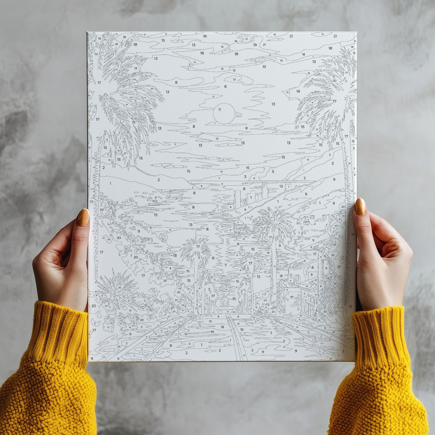 Palmy i Zachód Słońca nad Morzem