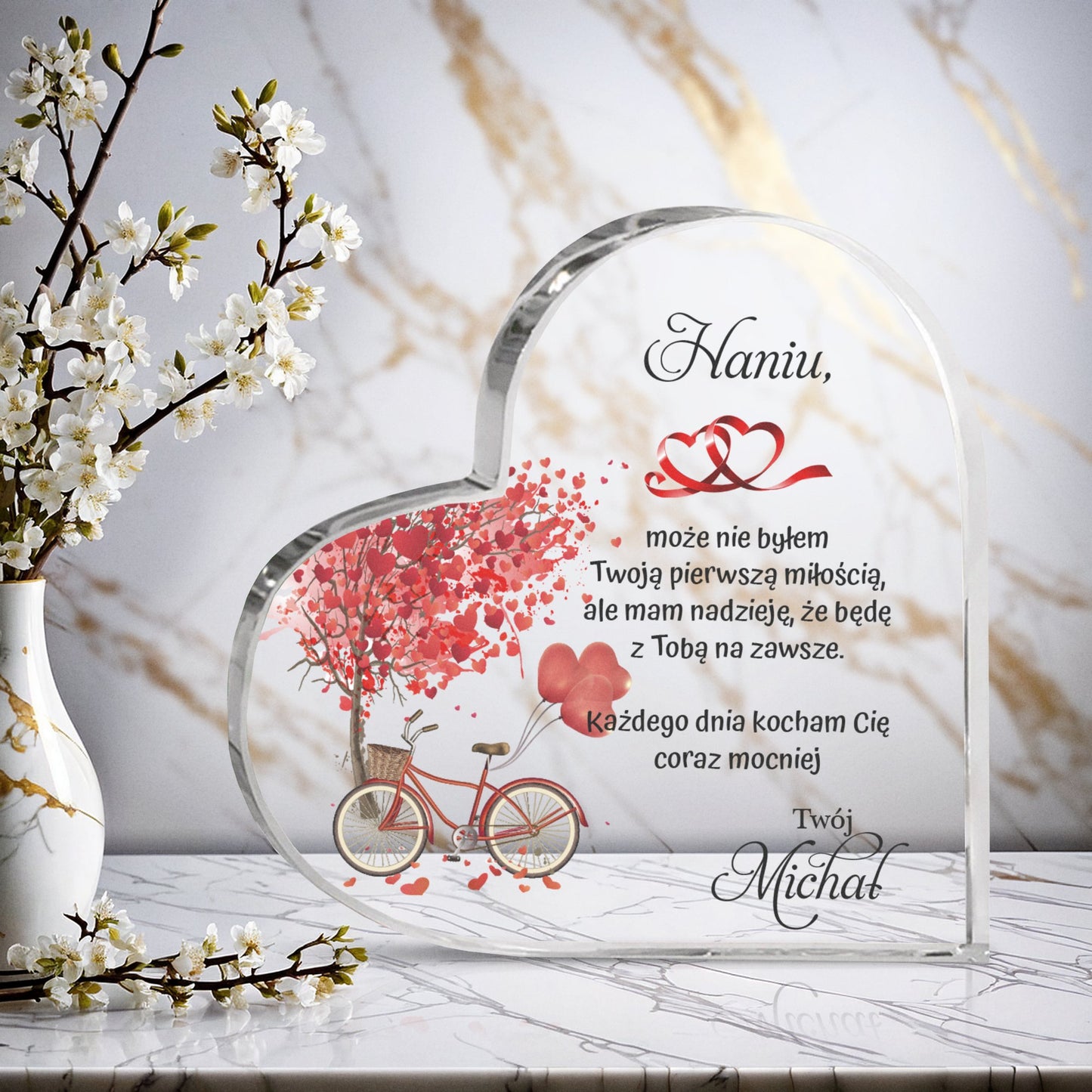 Personalizowana akrylowa dekoracja – List miłosny na Walentynki