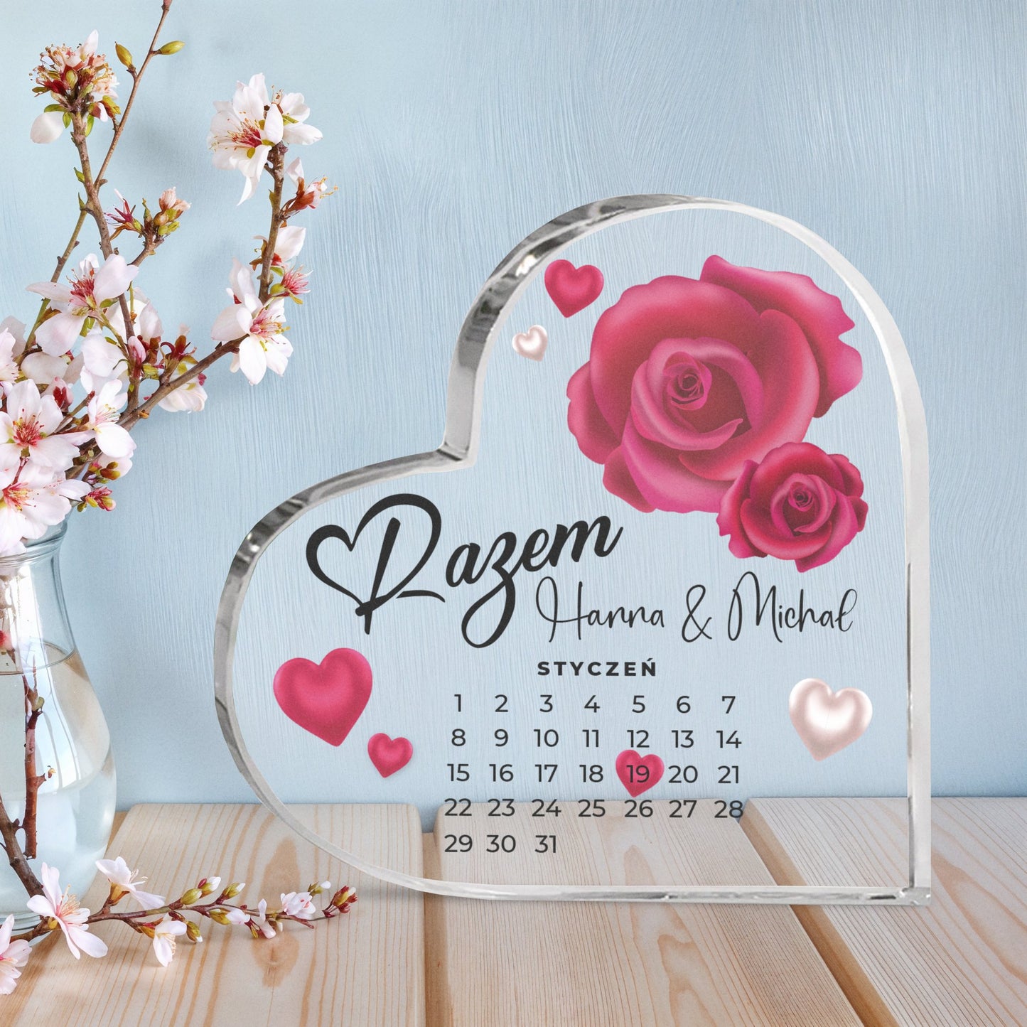 Personalizowana akrylowa dekoracja z kalendarzem