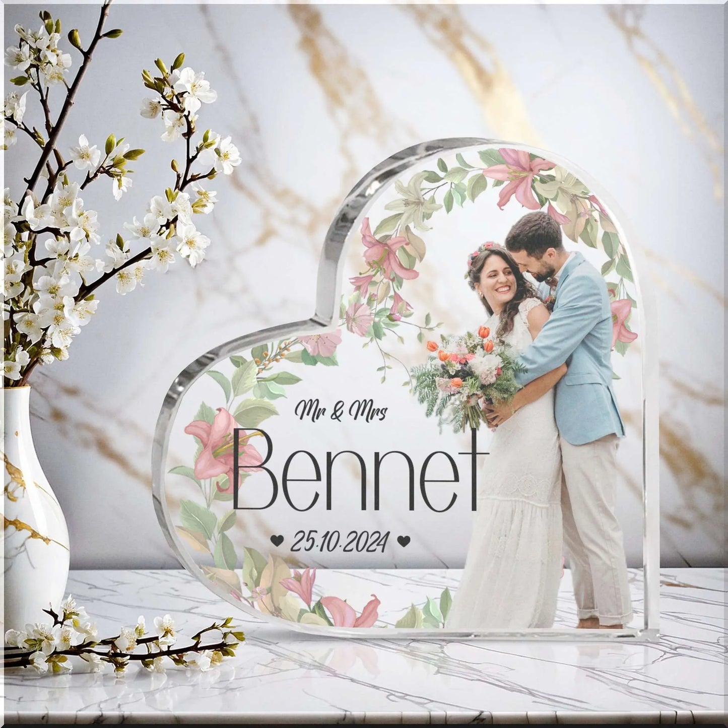 Spersonalizowana tabliczka ze zdjęciem ślubnym