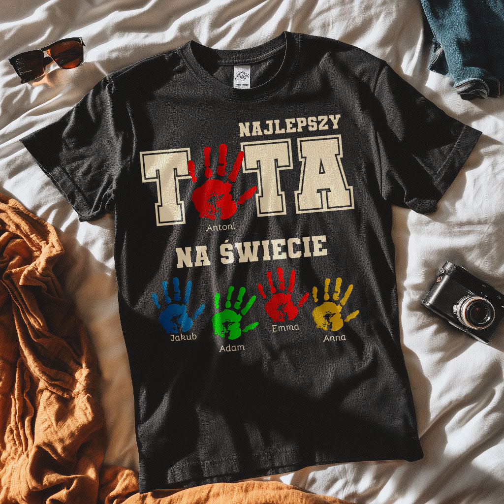 Personalizowana Koszulka Najlepszy Tata Na Świecie z Imionami Dzieci