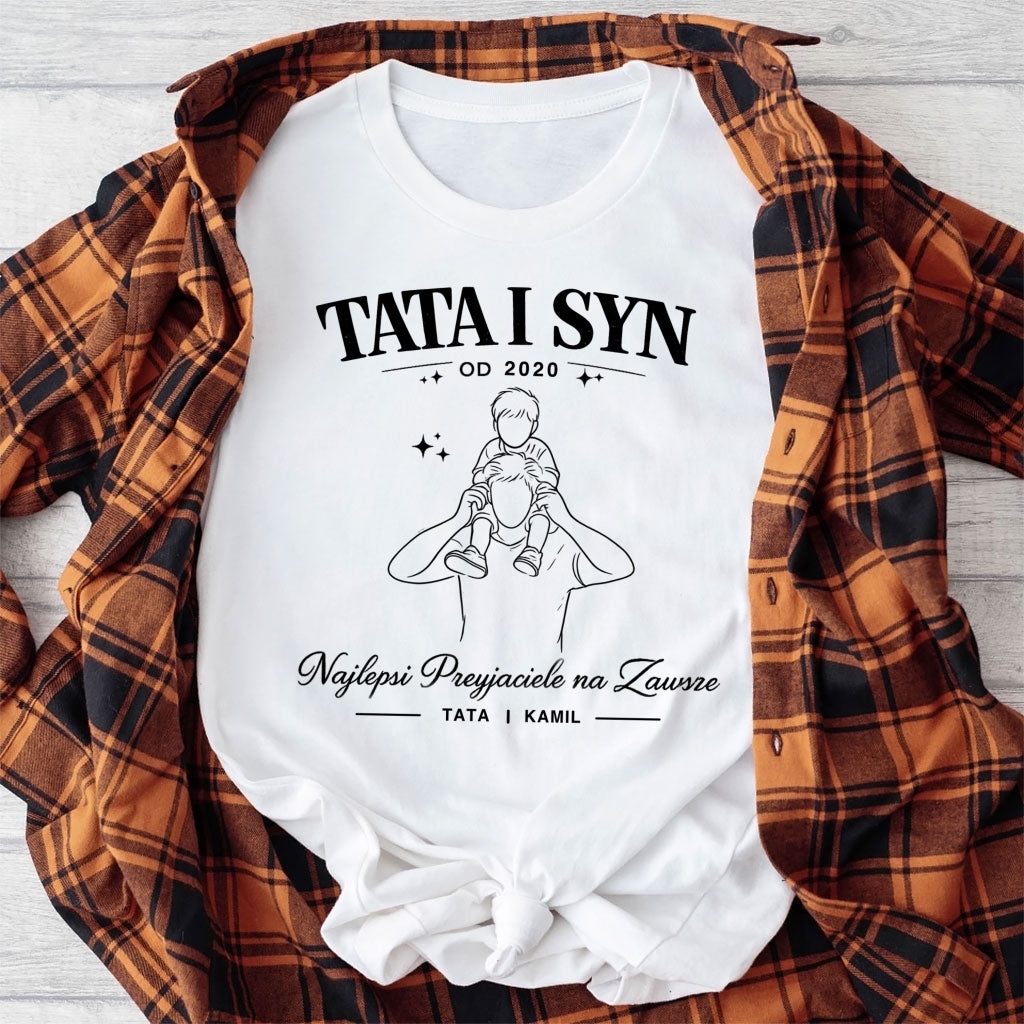 Koszulka Tata i Syn z imieniem – Najlepsi Przyjaciele na Zawsze, prezent na Dzień Ojca