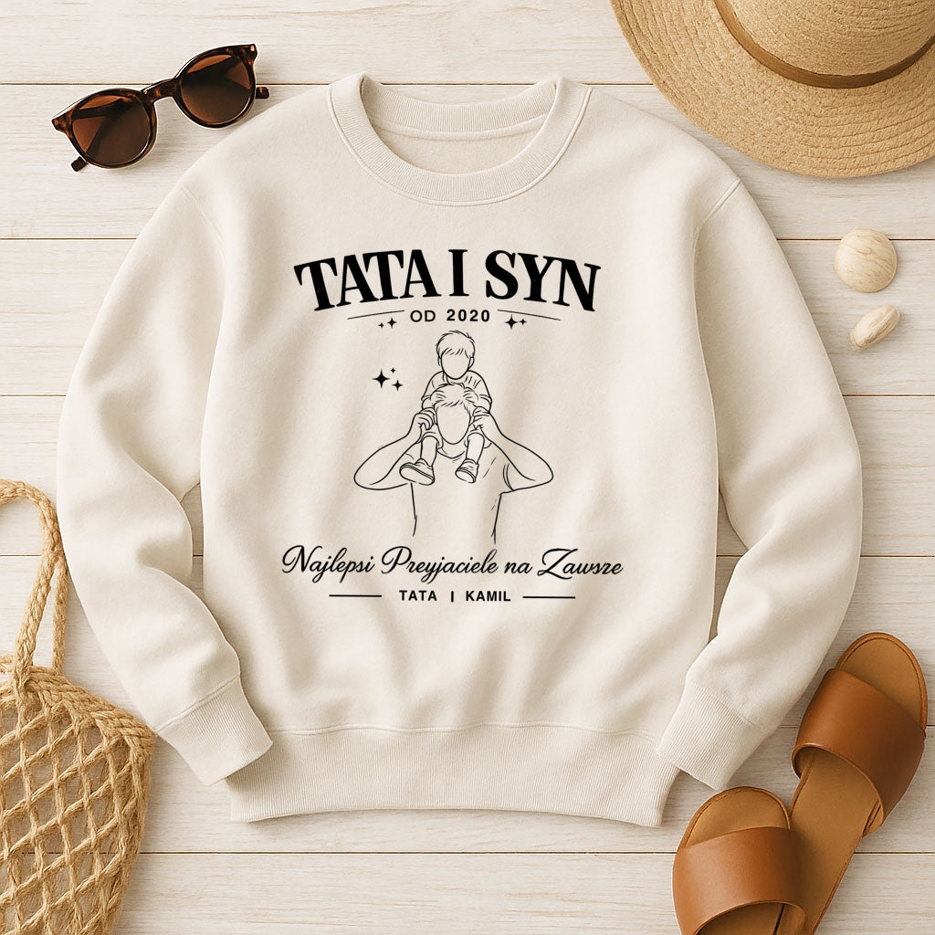 Koszulka Tata i Syn z imieniem – Najlepsi Przyjaciele na Zawsze, prezent na Dzień Ojca