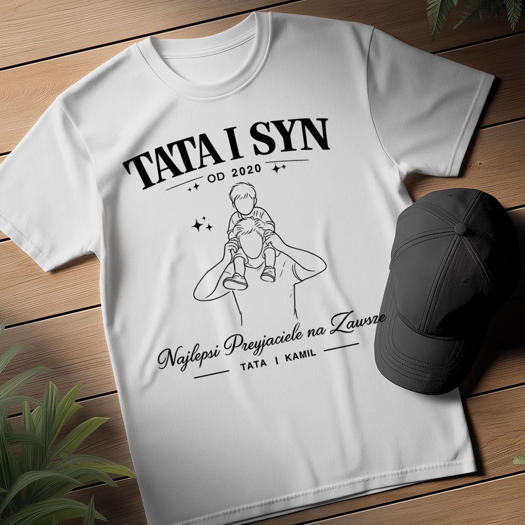 Koszulka Tata i Syn z imieniem – Najlepsi Przyjaciele na Zawsze, prezent na Dzień Ojca