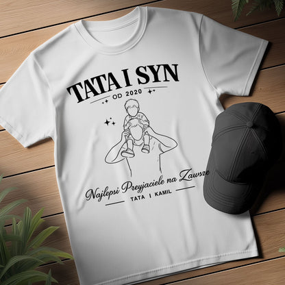 Koszulka Tata i Syn z imieniem – Najlepsi Przyjaciele na Zawsze, prezent na Dzień Ojca