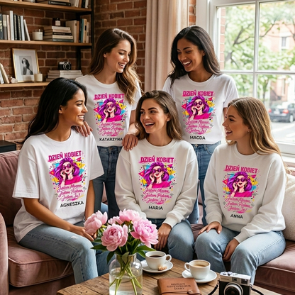 Bluza „Dzień Kobiet – Jestem Mocna, Jestem Piękna, Jestem Ja!” z imieniem – prezent na 8 marca – personalizowana