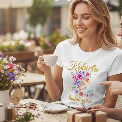 Personalizowana bluza „Kobieta – Kwiat Życia” z imieniem – koszulka damska – elegancki prezent dla kobiety