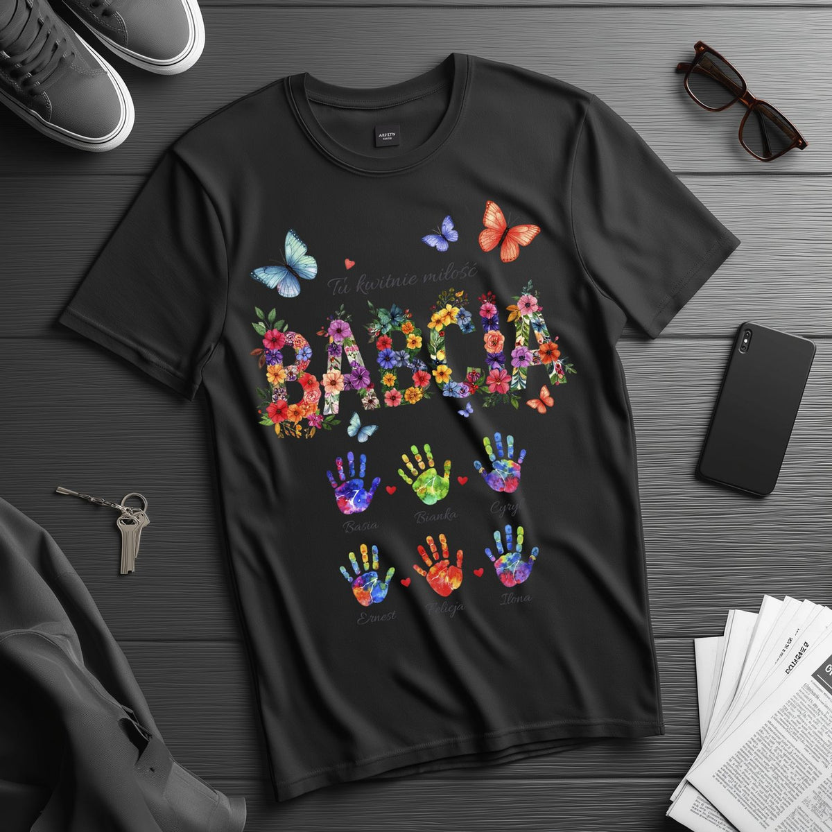 Personalizowany Bluza „Babcia – Tu kwitnie miłość” z Imionami Wnuków