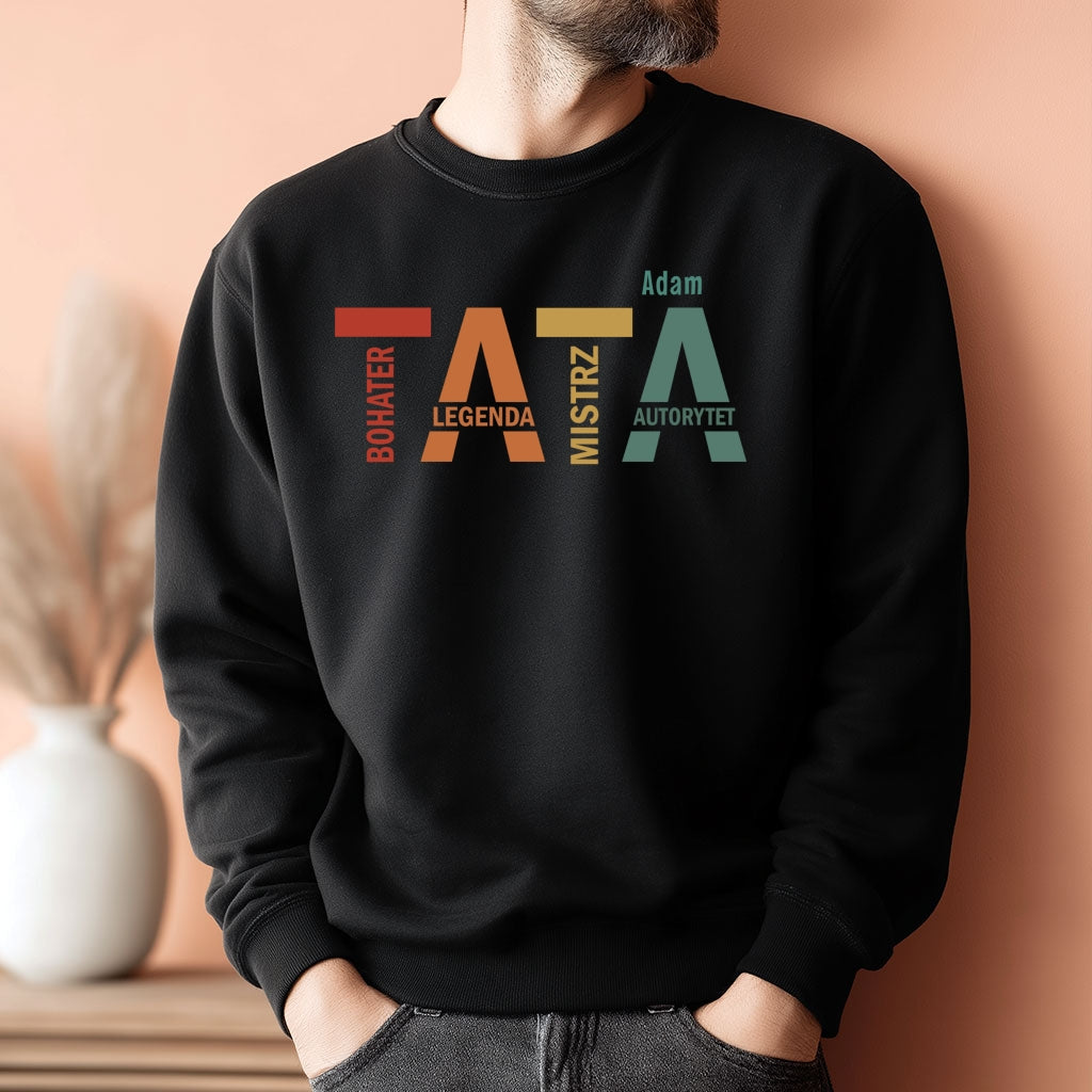 Koszulka męska dla taty z imieniem – TATA Bohater Legenda Autorytet