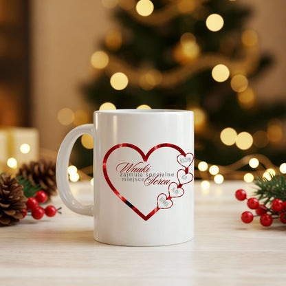 Personalizowany Kubek z Imionami Wnuków w Sercach – Idealny Prezent dla Babci i Dziadka na Święta