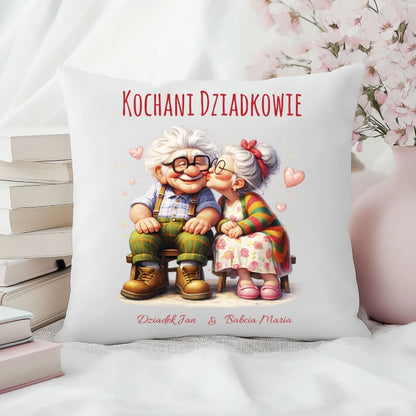 Poszewka Kochani Dziadkowie – personalizowany prezent z imionami Babci i Dziadka