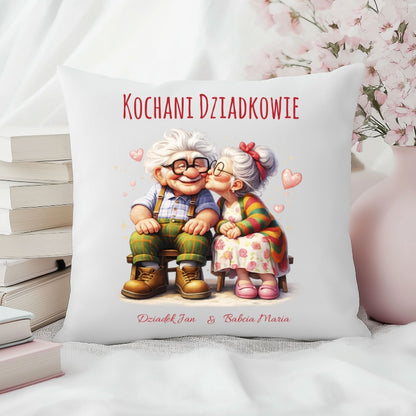 Poszewka Kochani Dziadkowie – personalizowany prezent z imionami Babci i Dziadka