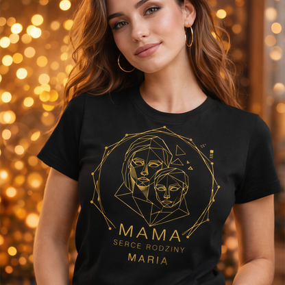Personalizowana koszulka „Mama – Serce Rodziny” z imieniem – prezent na Dzień Matki – bluza dla mamy