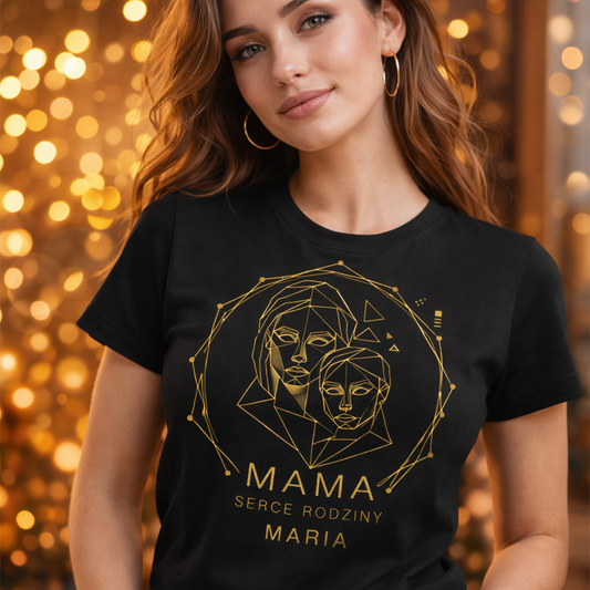 Personalizowana koszulka „Mama – Serce Rodziny” z imieniem – prezent na Dzień Matki – bluza dla mamy
