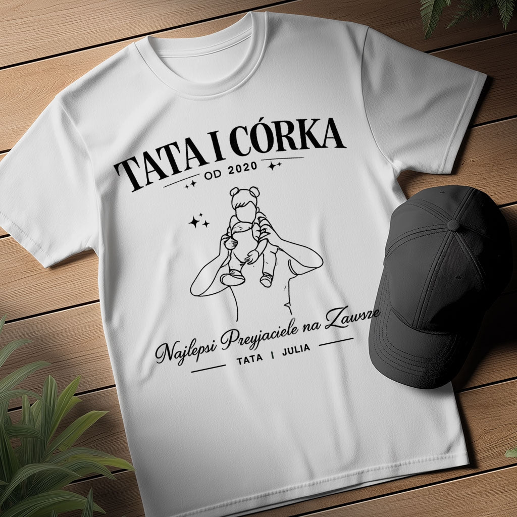 Koszulka Tata i Córka z imieniem – Najlepsi Przyjaciele na Zawsze, prezent na Dzień Ojca