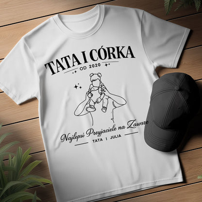 Koszulka Tata i Córka z imieniem – Najlepsi Przyjaciele na Zawsze, prezent na Dzień Ojca