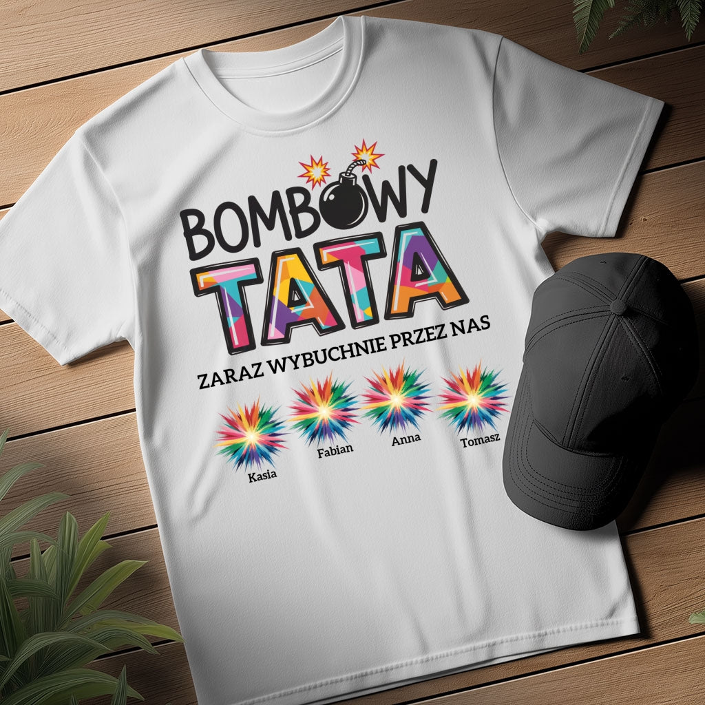 Personalizowana Koszulka Bombowy Tata – Śmieszny Prezent od Dzieci