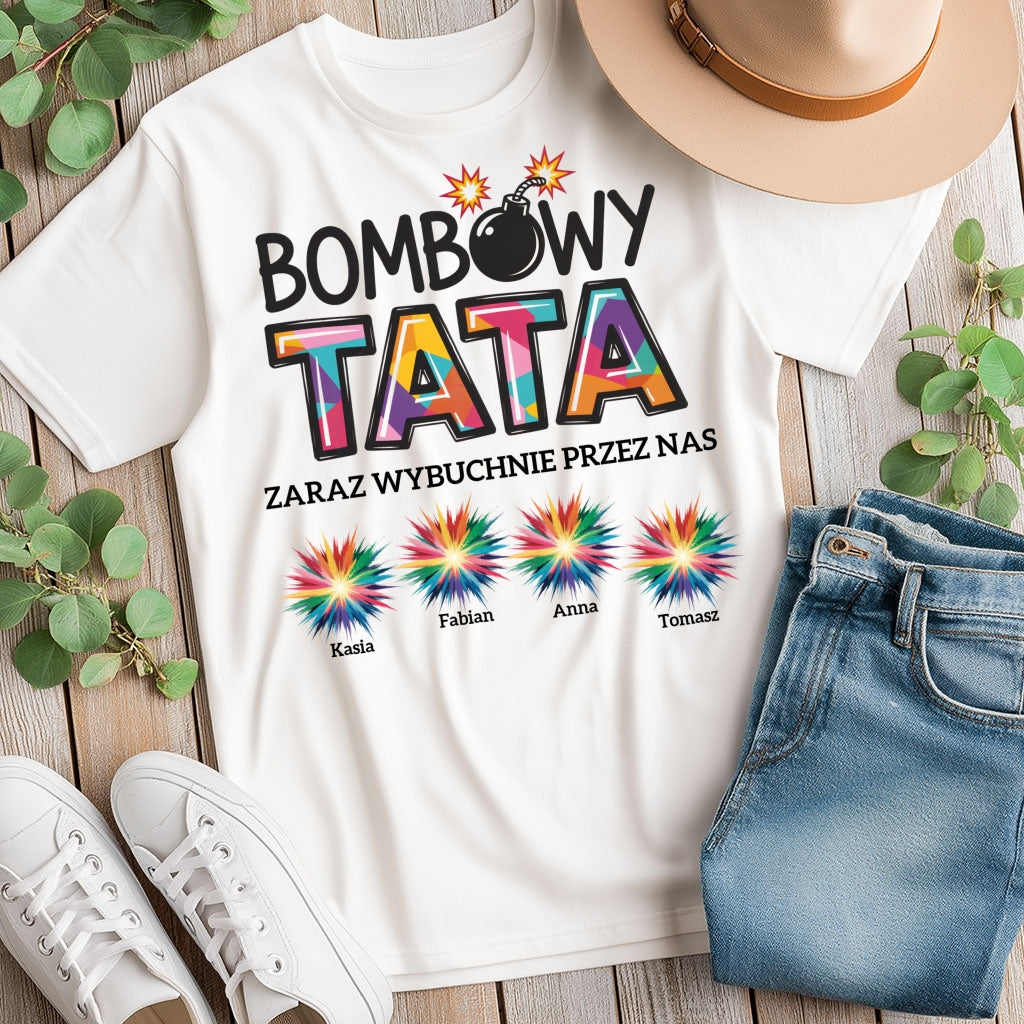 Personalizowana Koszulka Bombowy Tata – Śmieszny Prezent od Dzieci