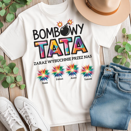 Personalizowana Koszulka Bombowy Tata – Śmieszny Prezent od Dzieci