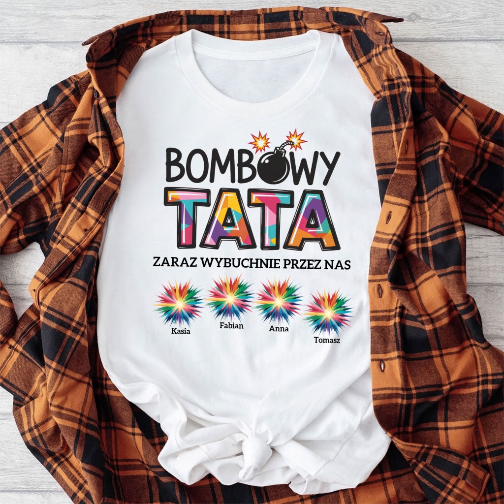 Personalizowana Koszulka Bombowy Tata – Śmieszny Prezent od Dzieci
