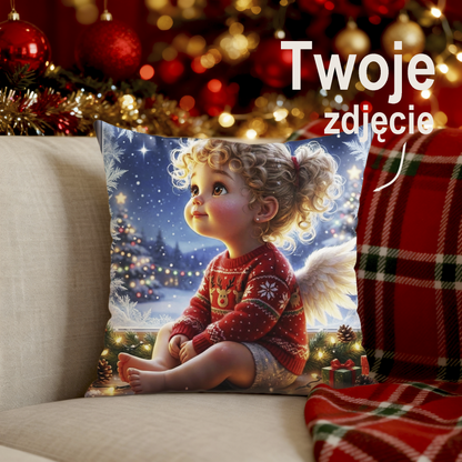 Magiczna Poduszka z Aniołkiem – Stworzona z Twojego Zdjęcia