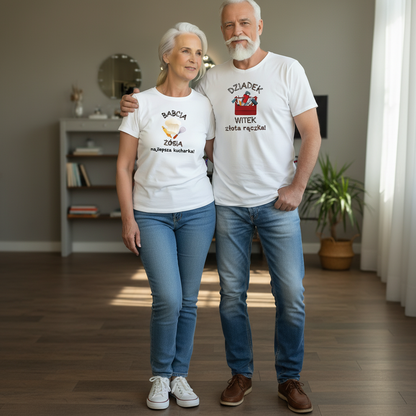 Babcia najlepsza kucharka Dziadek złota rączka / zestaw koszulek z imionami