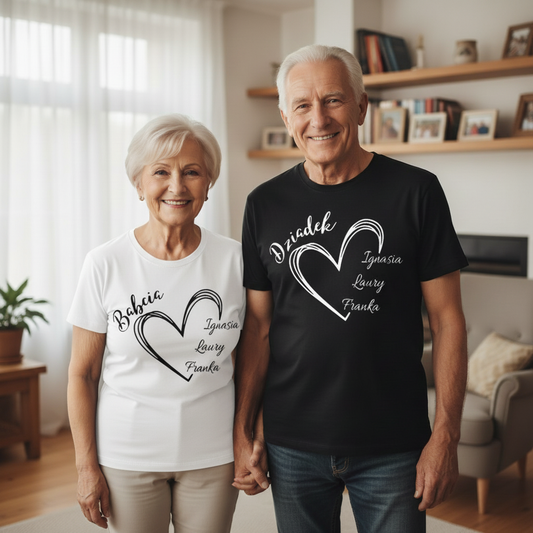 Serce dla Babci i Dziadka z imionami wnuków