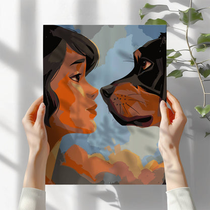 Obraz Po Numerach "Przyjaźń bez Słów" – Malowanie po Numerach, Człowiek i Pies, Emocje i Więź