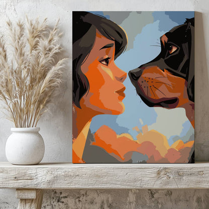 Obraz Po Numerach "Przyjaźń bez Słów" – Malowanie po Numerach, Człowiek i Pies, Emocje i Więź