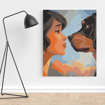 Obraz Po Numerach "Przyjaźń bez Słów" – Malowanie po Numerach, Człowiek i Pies, Emocje i Więź