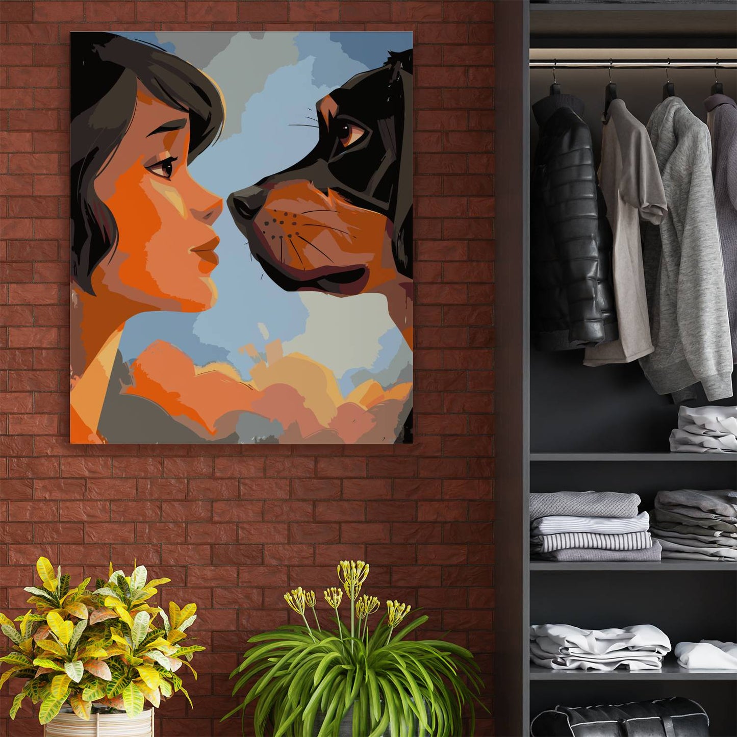 Obraz Po Numerach "Przyjaźń bez Słów" – Malowanie po Numerach, Człowiek i Pies, Emocje i Więź