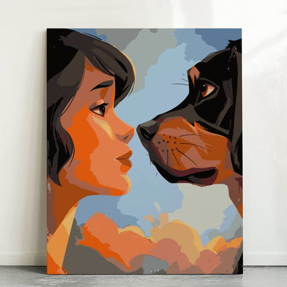 Obraz Po Numerach "Przyjaźń bez Słów" – Malowanie po Numerach, Człowiek i Pies, Emocje i Więź