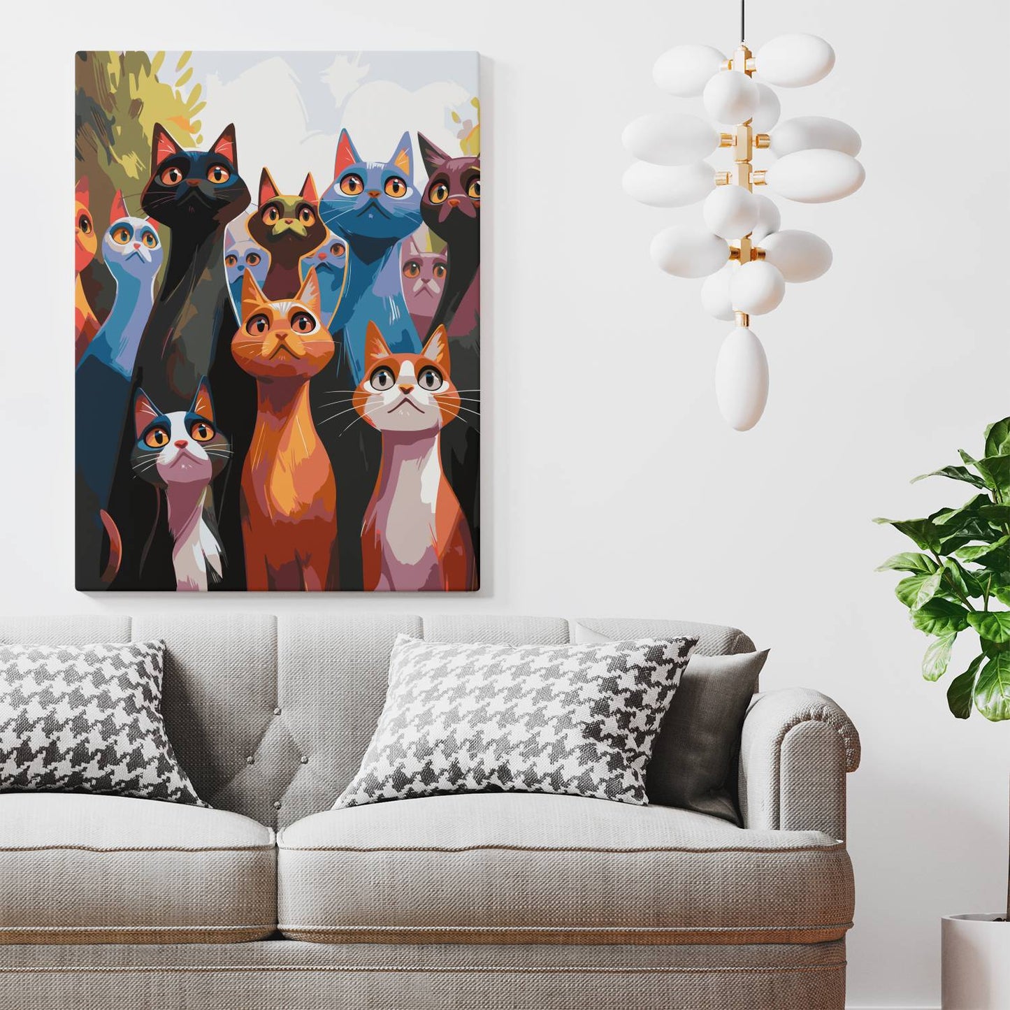 Obraz Po Numerach "Kocie Spojrzenia" – Malowanie po Numerach, Kolorowe Koty i Artystyczny Styl