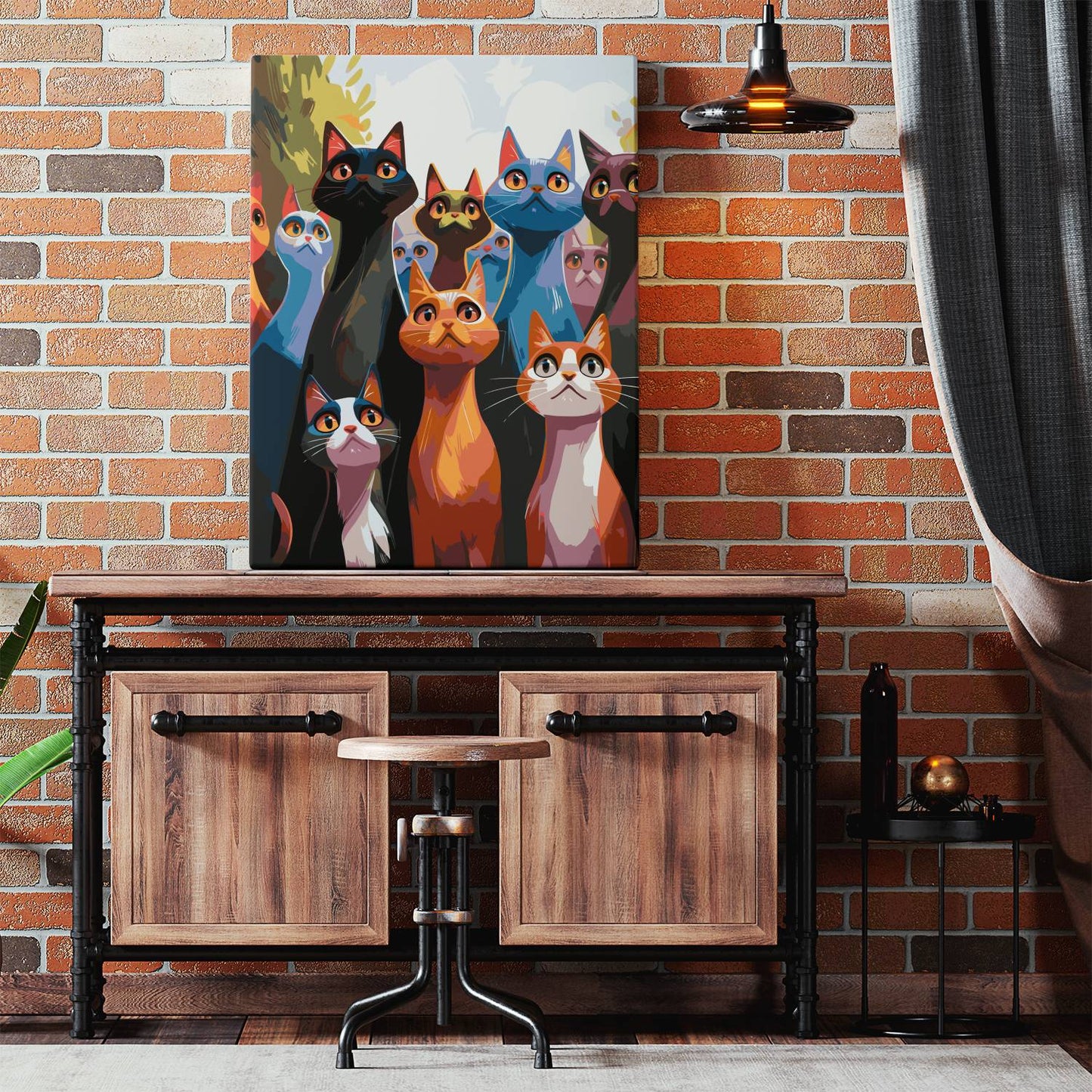 Obraz Po Numerach "Kocie Spojrzenia" – Malowanie po Numerach, Kolorowe Koty i Artystyczny Styl