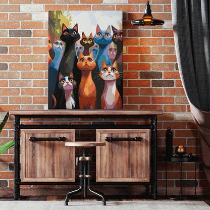 Obraz Po Numerach "Kocie Spojrzenia" – Malowanie po Numerach, Kolorowe Koty i Artystyczny Styl