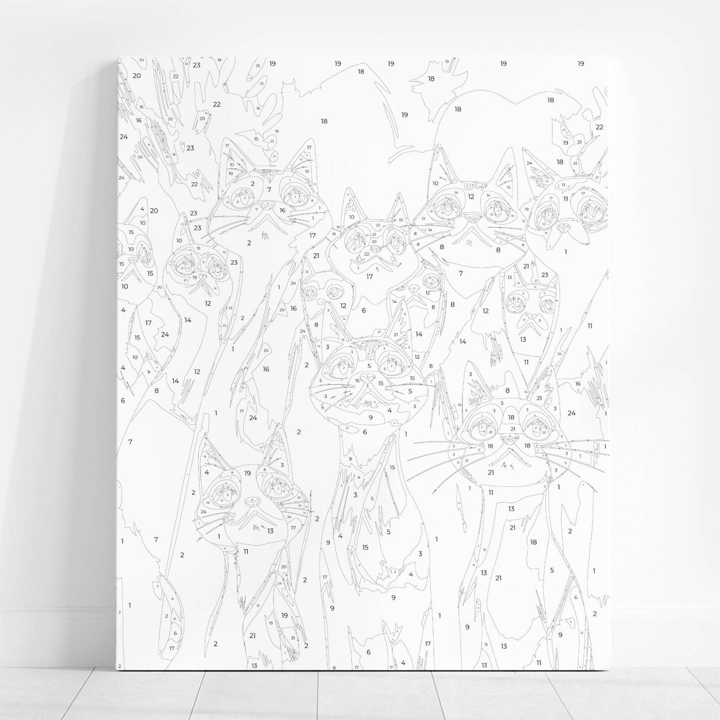 Obraz Po Numerach "Kocie Spojrzenia" – Malowanie po Numerach, Kolorowe Koty i Artystyczny Styl